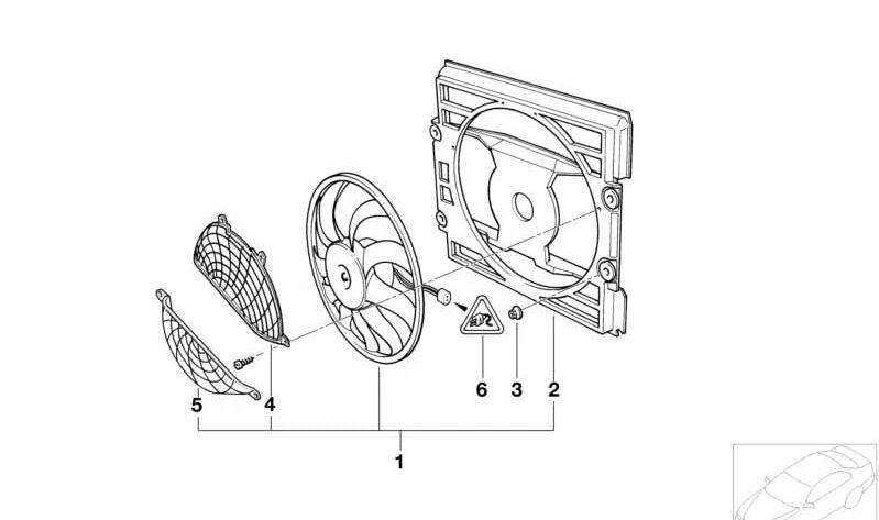 Carcasa del Ventilador para BMW Serie 3 E46 (OEM 17117790897). Original BMW.