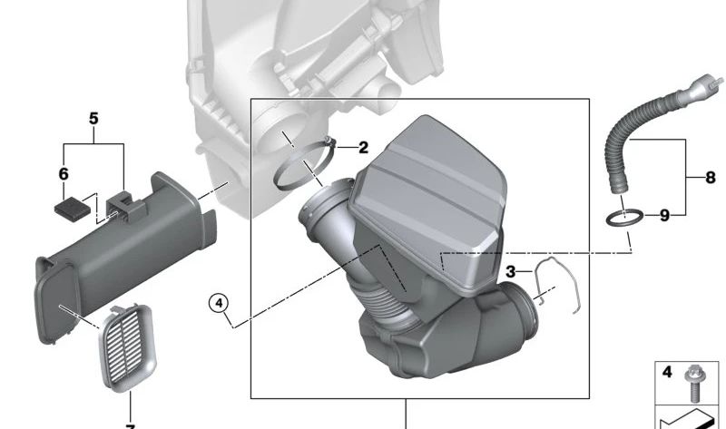 Tubo con elemento calefactor para BMW G42, G20, G21, G22, G23, G26, G30, G31, G32, G01, G02 (OEM 13718580253). Original BMW.