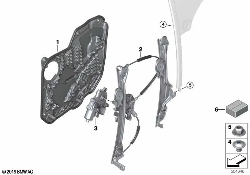 Motor del elevalunas trasero izquierdo para BMW Serie 8 F93, G16 (OEM 61359448927). Original BMW