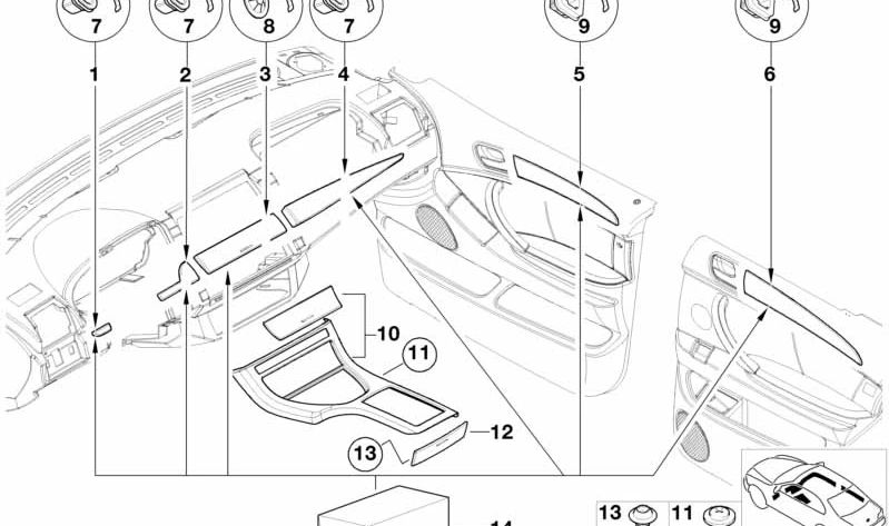 Rejilla embellecedora OEM 51457002143 para BMW X5 E53. Original BMW.