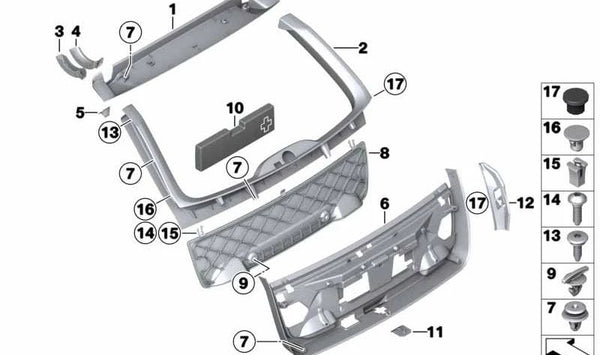 Cubierta de cierre del portón OEM 51247266426 para BMW F11. Original BMW.