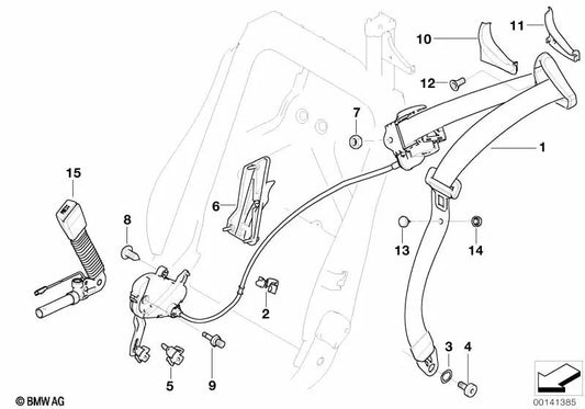 Cinturón superior delantero derecho para BMW E64, E64N (OEM 72119143260). Original BMW