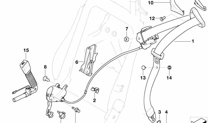 Cinturón superior delantero derecho para BMW E64 (OEM 72117167038). Original BMW