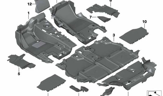 Revestimiento del suelo trasero segunda fila de asientos OEM 51477484023 para BMW G07 (X7). Original BMW.