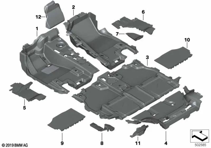 Revestimiento de suelo trasero tercera fila de asientos para BMW G07 (OEM 51477941073). Original BMW.