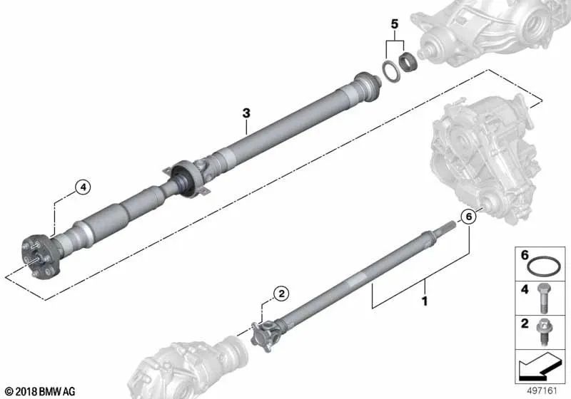 Automatic transmission drive shaft for BMW X5 G05, X6 G06 (OEM 26107934463). Original BMW