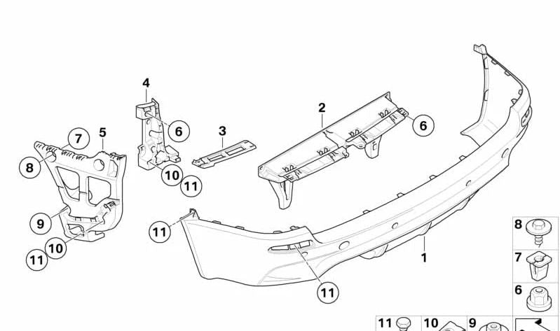 Paragolpes trasero imprimado OEM 51127242321 para BMW E70. Original BMW.