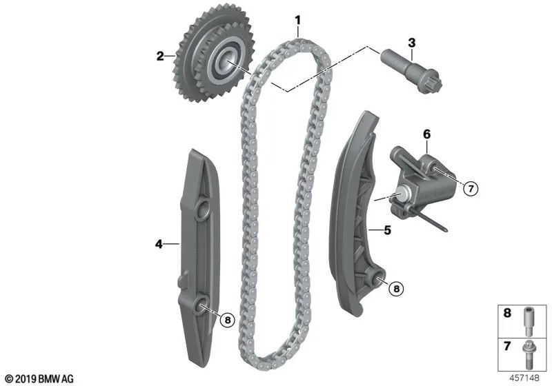 Guía tensora para BMW Serie 1 F20N, F21N, Serie 2 F22, F22N, F23, F23N, F45, F45N, F46, Serie 3 F30N, F31N, F34N, F35N, G20, G20N, Serie 4 F32, F32N, F33, F33N, F36, F36N, G22, G26, Serie 5 G30, G30N, G31, G38, Serie 6 G32, Serie 7 G11, G12, i I12, I12N,