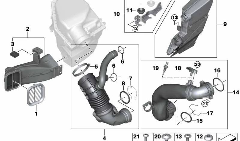 Silenciador resonador OEM 13718607950 para BMW (Modelos compatibles: G30, G31, G32, G11, G12, G14, G15, G16, G05, G06, G07). Original BMW.