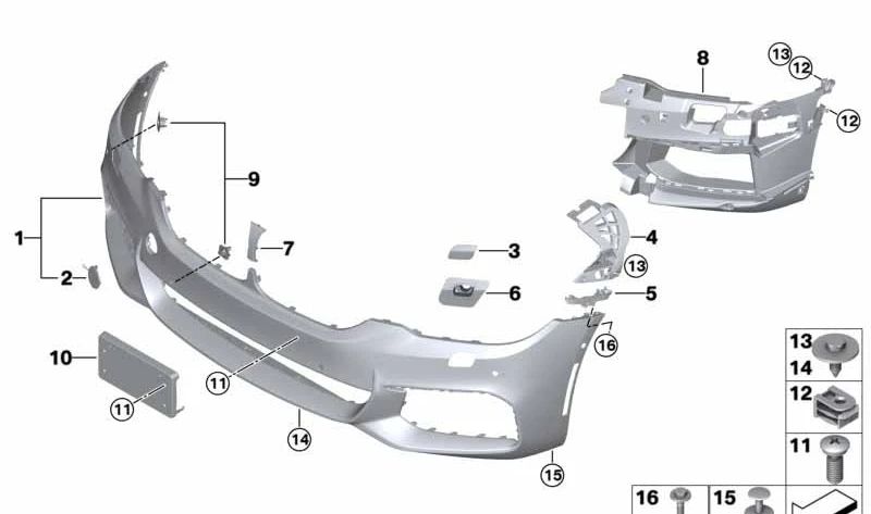 Frontsensor-Halterungssatz für BMW F90 (OEM 51118097381). Original BMW