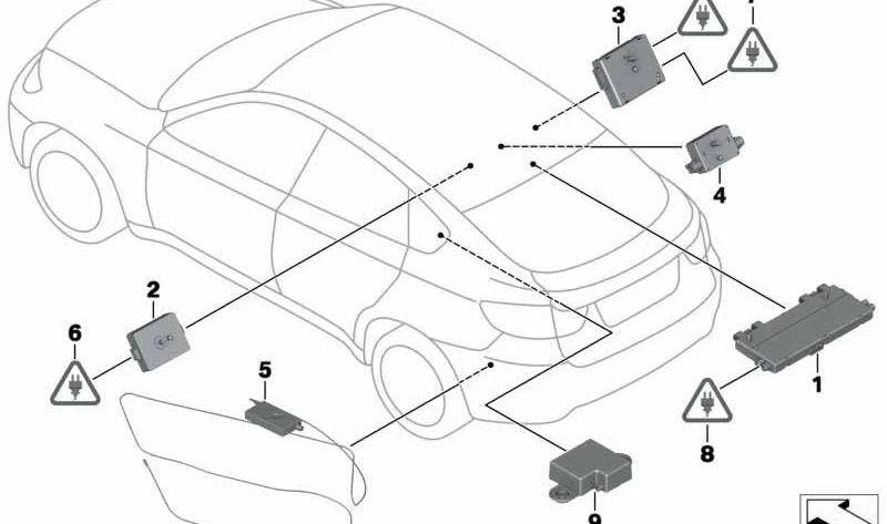 Amplificador de antena Diversity OEM 65209130158 para BMW E71, E72. Original BMW.