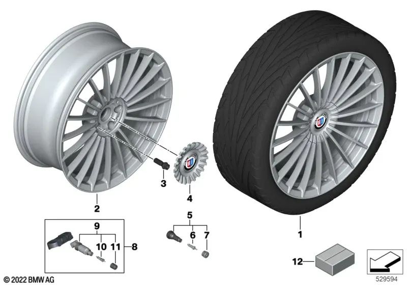 Hub cover for BMW 8 Series G16 (OEM 36107999245). Genuine BMW