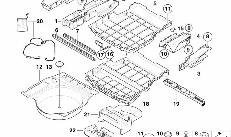 Storage Tray Hook for BMW 5 Series E61 (OEM 51476951092). Original BMW