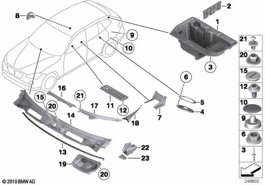 Windschutzscheibenabdeckung für BMW E84 (OEM 51712990143). Original BMW