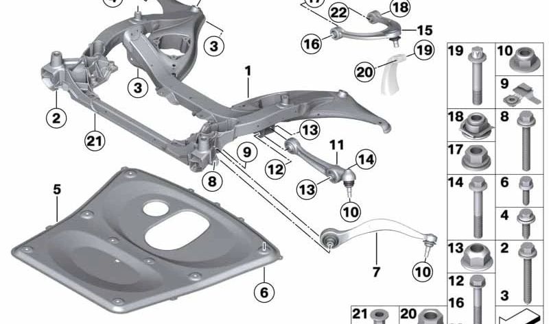 Tuerca de clip izquierda para BMW Serie 5 F07, F10, F11, F18, Serie 6 F06, F12, F13, Serie 7 F01, F02, F04 (OEM 31106783591). Original BMW.