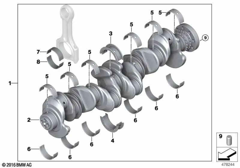 White guide bearing for BMW E81, E82, E87N, E88, F20, F20N, F21, F21N, F22, E90, E90N, E91, E91N, E92, E92N, E93, E93N, F30, F30N, F31, F31N, F34, F34N , F32, F32N, F33, F33N, F36, F36N, E60N, E61N, F07, F10, F11, F06, F12, F13, F01, F01N, F02, F02N, E84