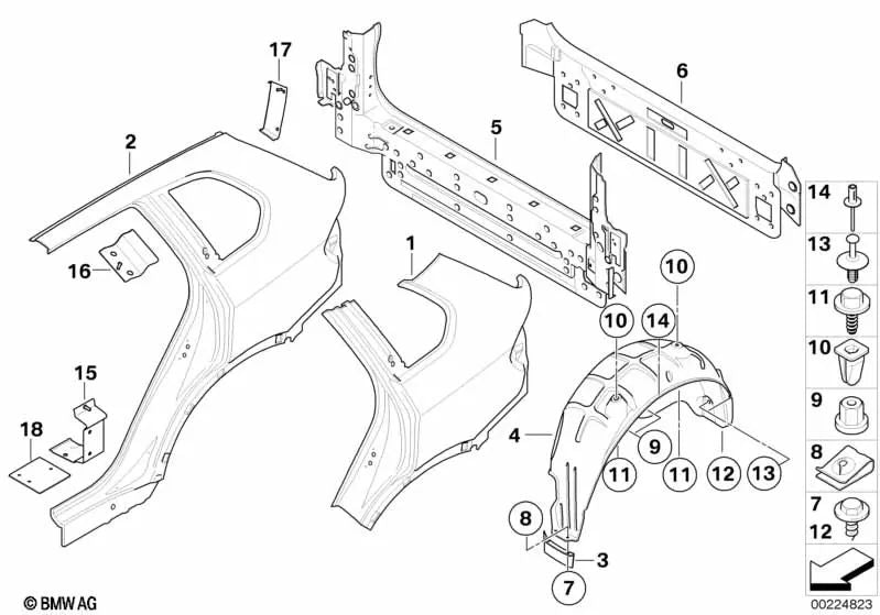 Deflektor hinten rechts für BMW X5 E70, E70N (OEM 51627158384). Original BMW.