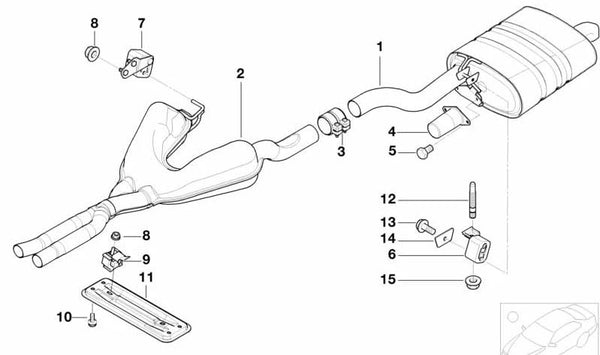 Silenciador trasero (escapes) OEM 18107504980 para BMW Serie 5 (E39). Original BMW.