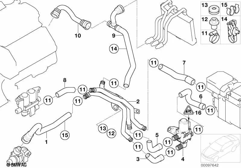 Manguera formada para BMW Serie 7 E65, E66 (OEM 64128384909). Original BMW.