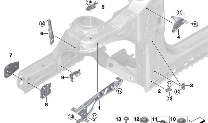 Soporte de amortiguador de gas derecho OEM 51237414268 para BMW F52. Original BMW.