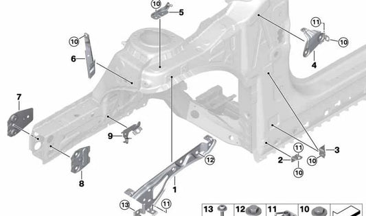 Soporte de amortiguador de gas derecho OEM 51237414268 para BMW F52. Original BMW.