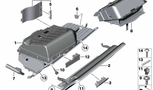 Manilla de la guantera para BMW Serie 5 F07N (OEM 51169292781). Original BMW