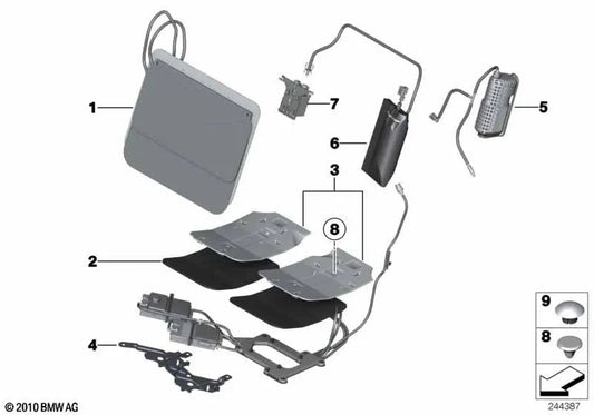 Cojín lumbar asiento activo izquierda para BMW Serie 6 (F06, F12, F13, F06N, F12N, F13N) (OEM 52107270885). Original BMW