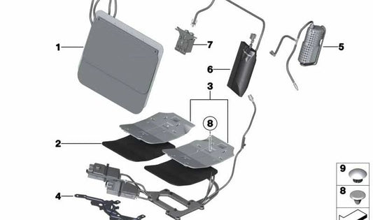 Asiento activo con burbuja derecha para BMW Serie 6 F06, F12, F13 (OEM 52107351876). Original BMW