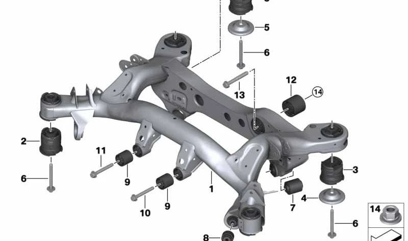 Portaeje trasero para BMW E82, E90, E92, E93 (OEM 33312283340). Original BMW.