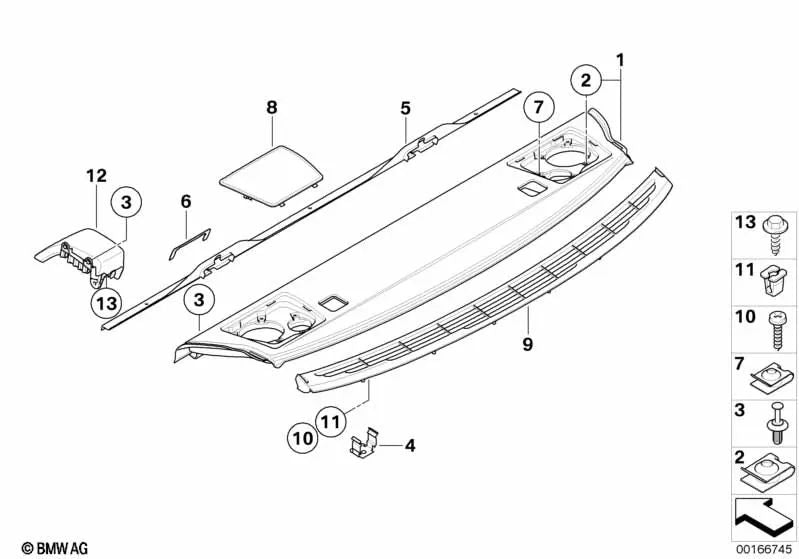 Placa de Contraparte de la Abertura de Carga para BMW E82, E90, E92 (OEM 51467140774). Original BMW