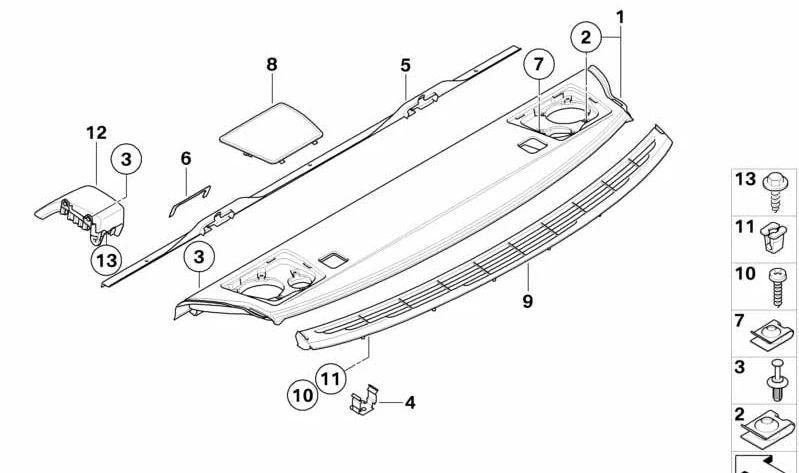 Embellecedor para travesaño trasero OEM 51467123386 para BMW E82, E90, E92. Original BMW