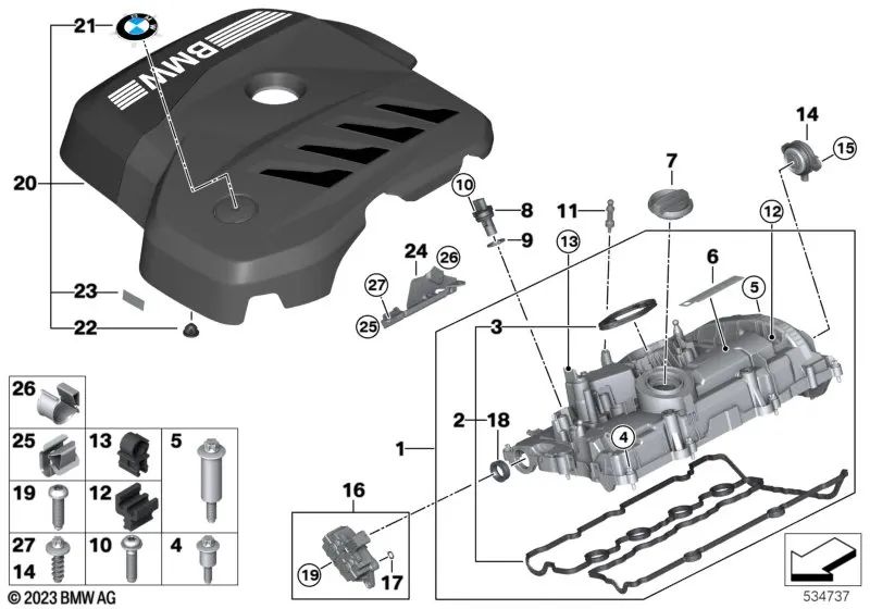 Tapón de llenado de aceite para BMW Serie 1 F40, F52, Serie 2 F44, F45N, F46, F46N, G42, G87, U06, Serie 3 G20, G20N, G21, G21N, G28, G28N, G80, G81, Serie 4 G22, G23, G26, G82, G83, Serie 5 G30, G30N, G31, G31N, G38N, G60, Serie 6 G32, G32N, Serie 7 G11N