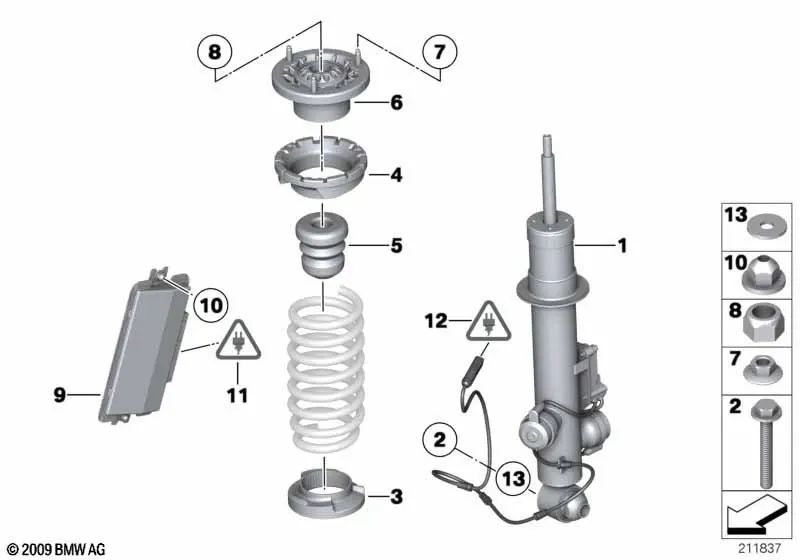 Cojinete de Apoyo para BMW Serie 7 F01, F04 (OEM 33506776139). Original BMW.