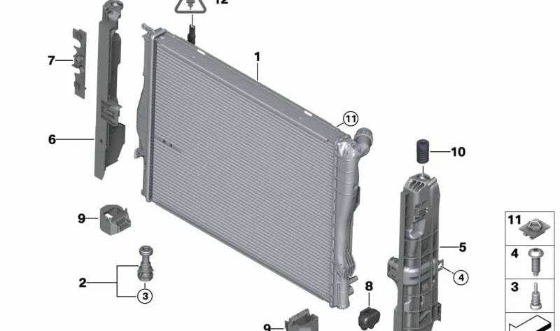 Radiador de Refrigerante para BMW E82, E88, E90, E92, E93 (OEM 17117537292). Original BMW