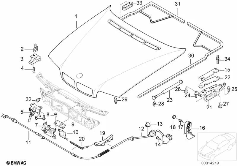 Cubierta para cable Bowden izquierdo para BMW Serie 7 E38 (OEM 51238186897). Original BMW.