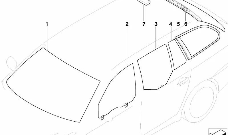 Luneta trasera verde para BMW E61, E61N (OEM 51317163460). Original BMW