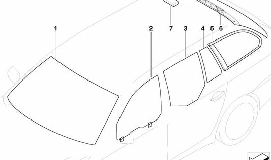 Luneta trasera verde para BMW E61, E61N (OEM 51317163460). Original BMW