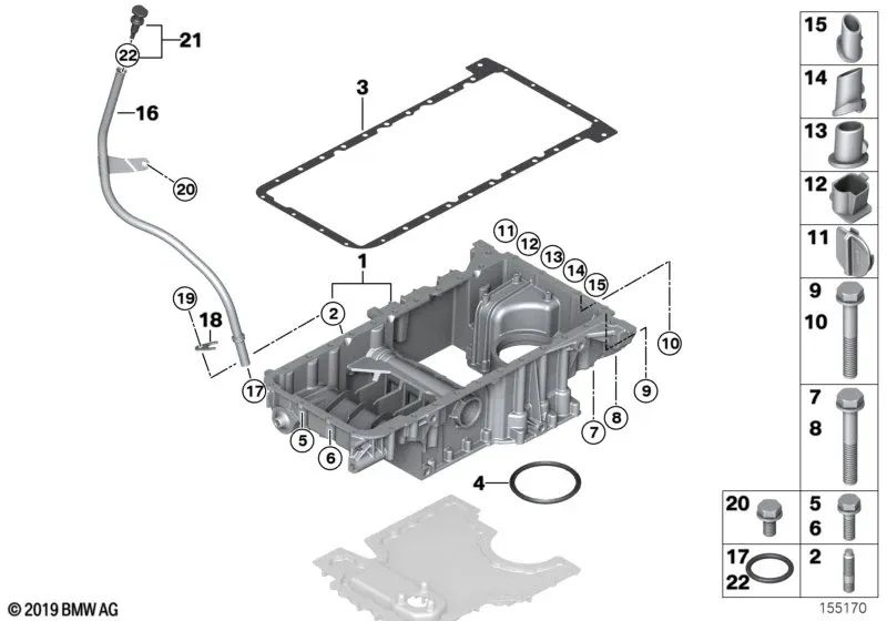 Junta de Metal para BMW Serie 5 E60, E61 Serie 6 E63, E64 Serie 7 E65, E66 X5 E53, E70 (OEM 11137545293). Original BMW.