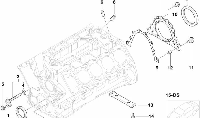 OEM Crankshaft retainer 11117785374 for BMW E38, E65. Original BMW.