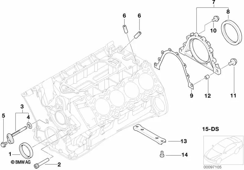 Wellendichtring para BMW E90, E90N, E92, E92N, E93, E93N, E60, E61N, E63, E64, E38, E65 (OEM 11217838071). Original BMW.