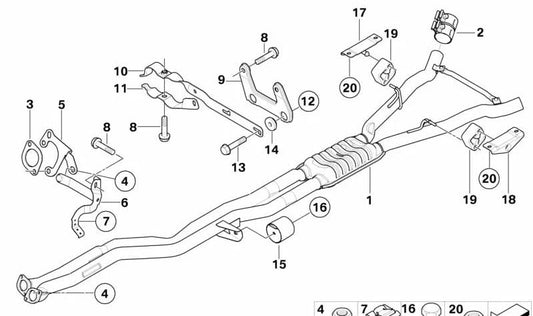 Soporte delantero del tubo de escape OEM 18207535139 para BMW Serie 6 (E63, E64). Original BMW.