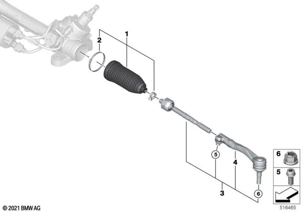 Kit de reparación de fuelle para BMW Serie 5 G60, Serie 7 G70, i I20 (OEM 32105A34C17). Original BMW.