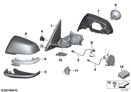 Linke grundierte Außenspiegelkappe für BMW F52, F45, F45N, F49, F49N (OEM 51167412771). Original BMW