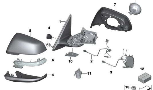 Retrovisore esterno sinistro senza accessori OEM 51167459805 per BMW F48 (X1). BMW originale.