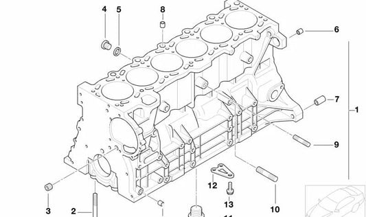 Stützplatte für BMW E36, E46, E39, E60, E61, E38, E65, E66, E83, E53, E85 (OEM 11111724989). Original BMW.