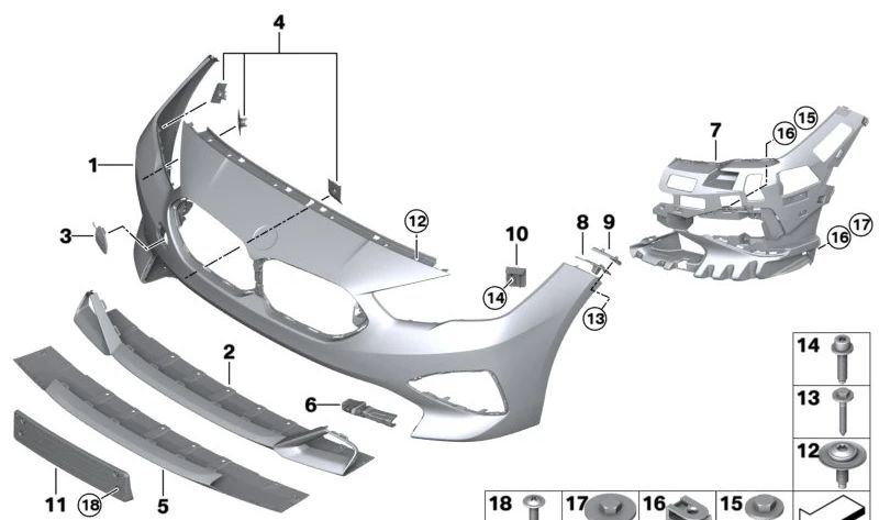 Tapa o embellecedor izquierdo delantero OEM 51119478761 para BMW F44. Original BMW.