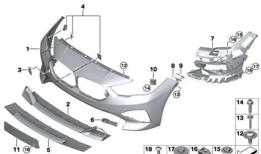 Tampa ou acabamento lateral dianteiro esquerdo OEM 51119478761 para BMW F44. BMW originais.