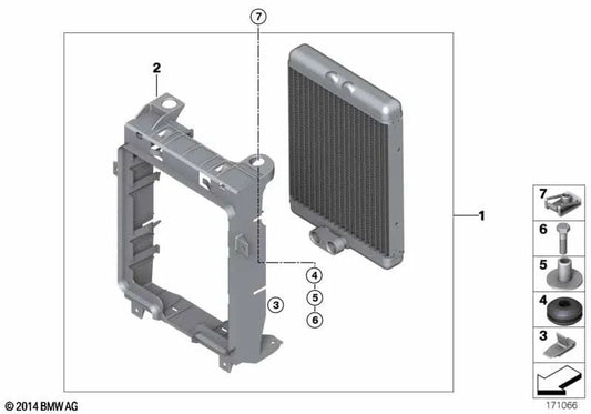 Enfriador de aceite del motor para BMW X5 F15, X6 F16 (OEM 17217645692). Original BMW.