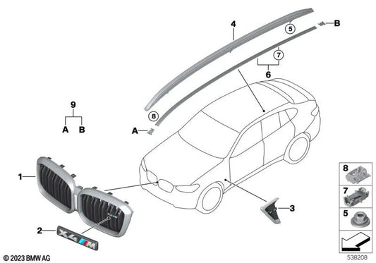 GLANZSCHWARZ Black Roof Bar for BMW G02 and F98. Genuine BMW.