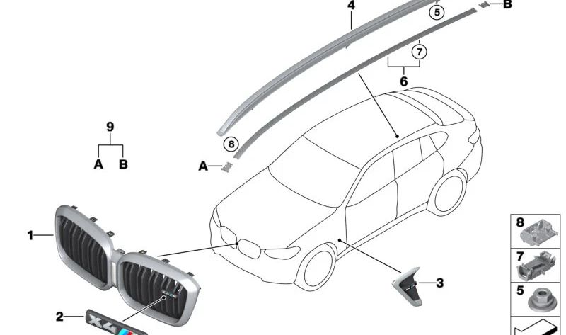 Embellecedor Conducción de Aire Panel Lateral Izquierdo para BMW X4 F98, F98N (OEM 51138098093). Original BMW